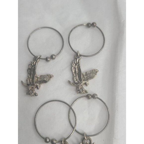 Vintage Wine Glass Charms Set Of 10 Patriotic & Americana Themed Metal Charms En - Picture 7 of 8